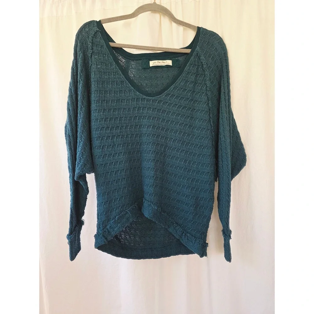 Free People We The Free Teal oversized Dolman Sleeve Knit Sweater XS cotton